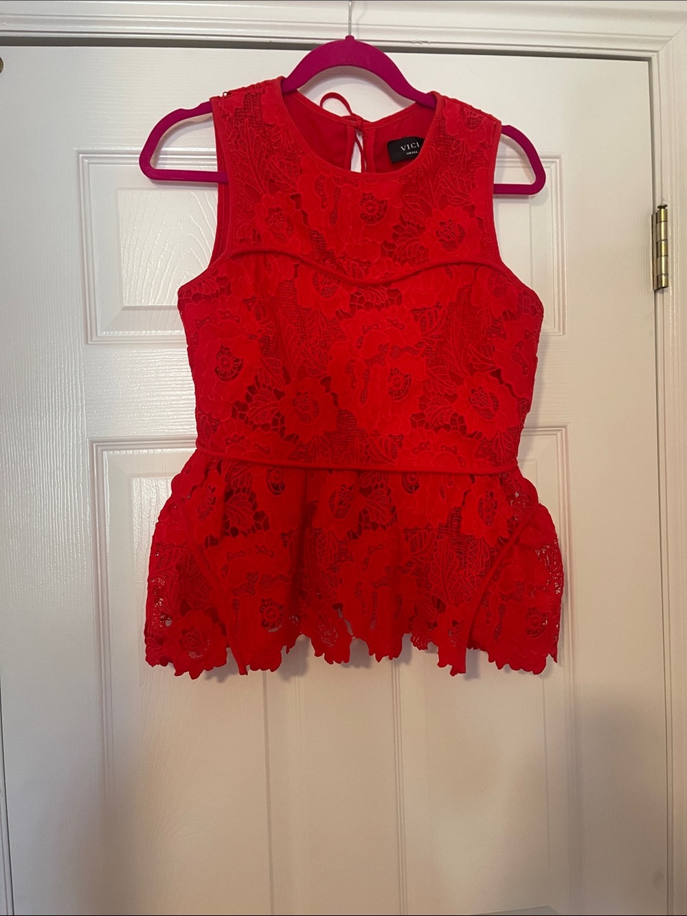 VICI Red Floral Lace Peplum Tank